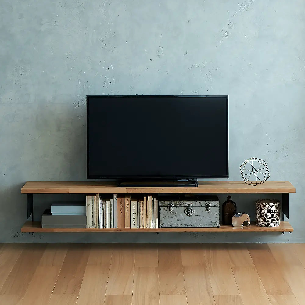 収納セット】オーク材のちょっと浮いているテレビ台 奥行き300mm（黒の