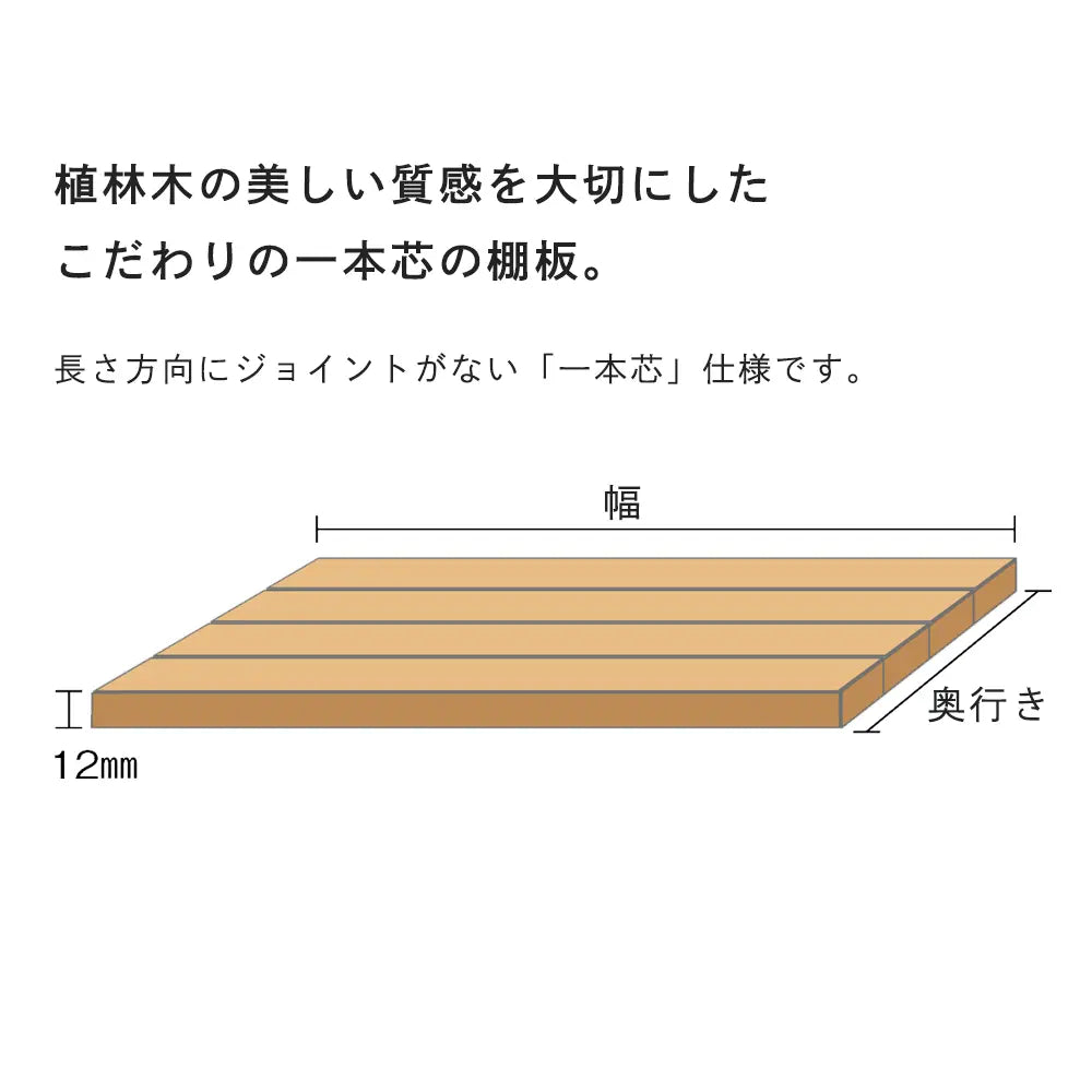 棚板（12mm厚） ニュージーパイン一本芯集成材 ナチュラル色