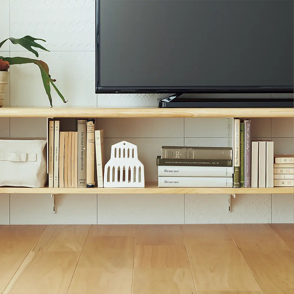 【収納セット】ニュージーパイン材のちょっと浮いているテレビ台 奥行き300mm（白の棚柱ブラケット仕様）［OM-004］