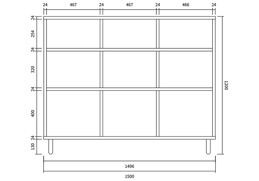 【オーダーDIY家具】本棚［固定棚］（間口1500×高さ1200×奥行き300） 4