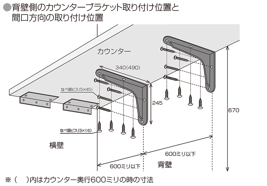 カウンター用ブラケット　ツヨイノ　ホワイト（1本入） 7