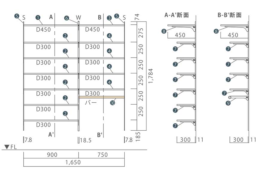 【収納セット】たくさんの靴を並べて収納できるシューズインクローク（白い金具×ニュージーパインの棚板）［KN-004］ 6