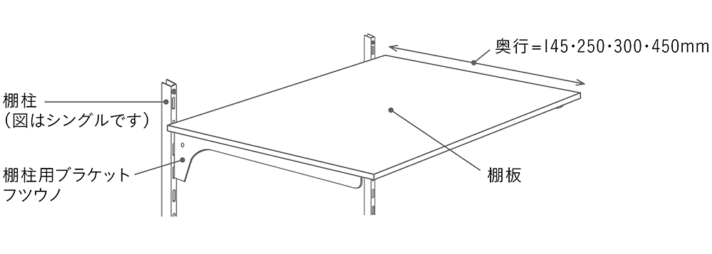 棚柱用ブラケット［フツウノ］の概要図